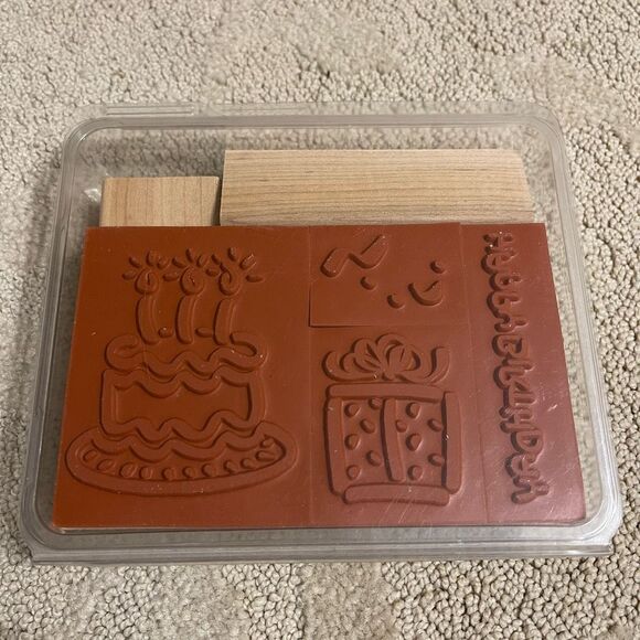Stampin’ Up 1995 Retired Bold Birthday Rubber Stamp Cake Present Card Making NWT - Picture 6 of 7